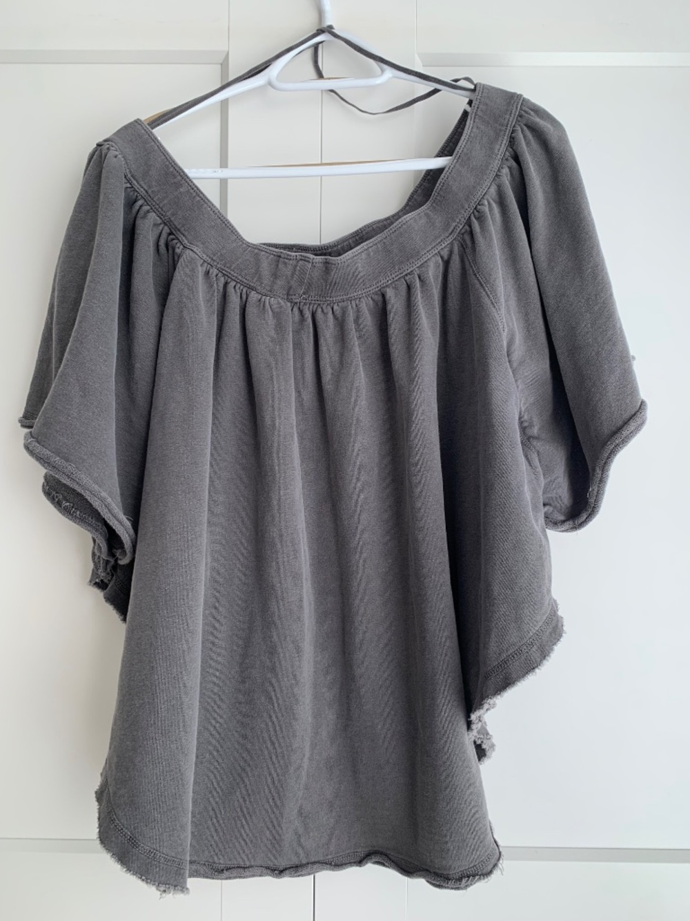Free People Kiss Me Off Shoulder Knit Top Charcoal Gray Size L - Picture 3 of 8
